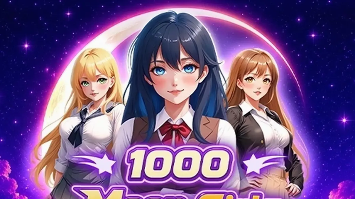 Tampilan visual slot 1000 Moon Girls dengan latar belakang bertema bulan