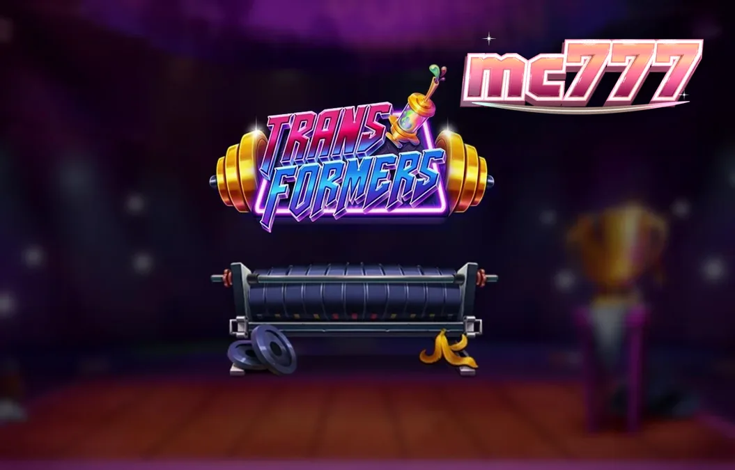 Tampilan visual slot Transformers dengan latar belakang arena neon yang agresif